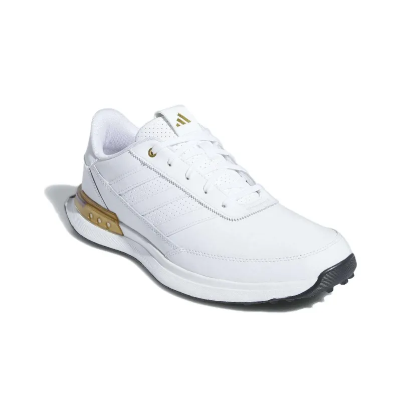 Adidas S2G 24 Leather Spikeless Golf Cloud White Gold Metallic-2