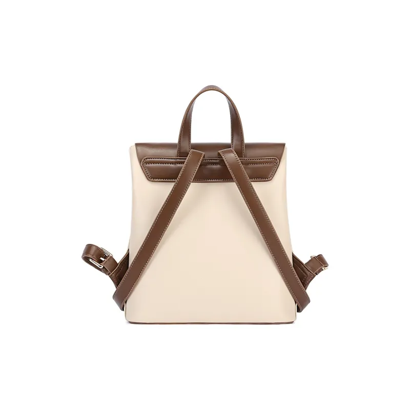TUCANO Leather University Student Everyday Handbag, Backpack Regular Women's Apricot-3