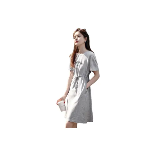 Mo Han Yi Mei Short-Sleeved Dresses Women's Heather Gray