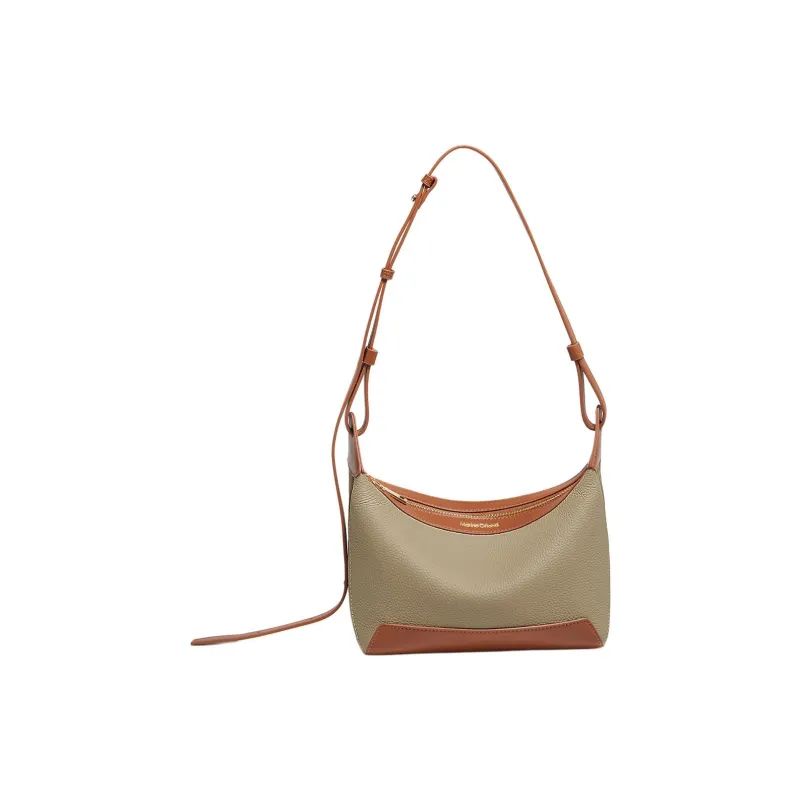 Marino Orlandi Genuine Leather, Top Grain Cow Leather Versatile Casual Crossbody Bag, Shoulder Bag Women's Khaki/White-1
