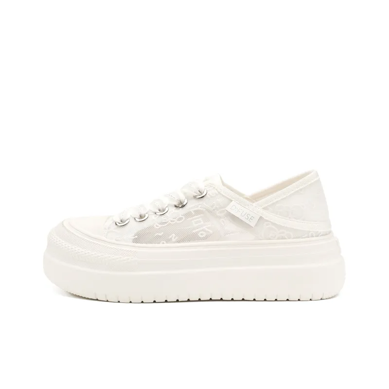 D:FUSE SCANDINAVIA Flat Shoes White Sneakers Anti-Slip And Wear-Resistant Lightweight Low-Top Skateboard Shoes Women's-14