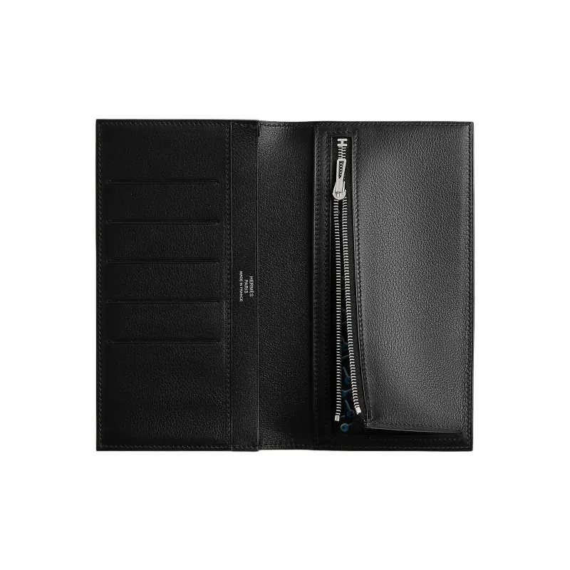 HERMES Citizen Twill Evergrain Calfskin Wallet Unisex 89 Noir Black-1