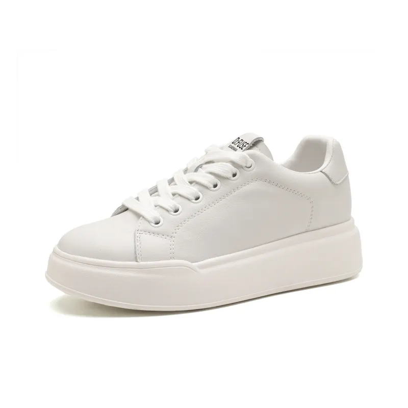 D FUSE SCANDINAVIA White Sneakers Height Increasing Lightweight Low Top Skateboard Shoes 5.5cm Women's White-0
