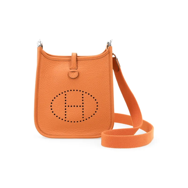 HERMES Evelyne Clemence Cow Leather Shoulder Bag, Crossbody Bag Mini Unisex Hermes Orange-1