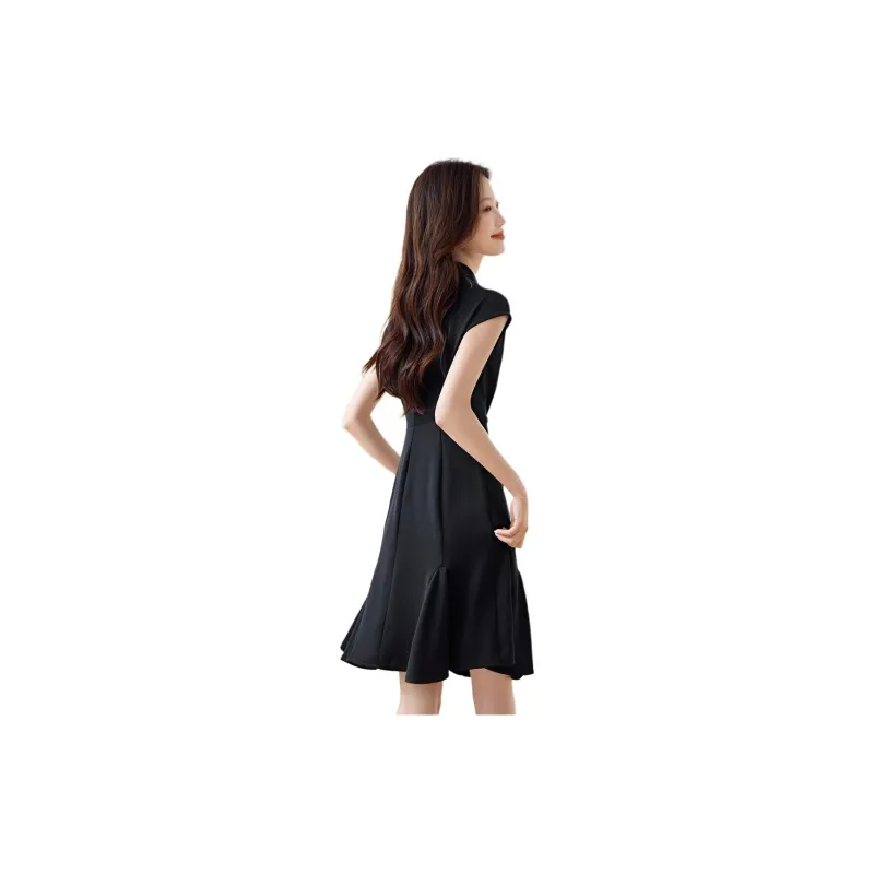 Mo Han Yi Mei Sleeveless Dress Women's Black-1