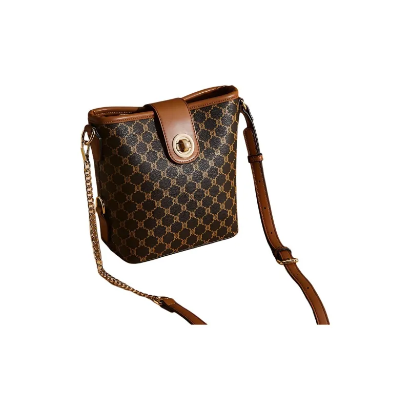 Marino Orlandi PVC Bucket Bag Handbag Shoulder Bag Crossbody Bag Medium Size Women's Khaki/Coffee-2