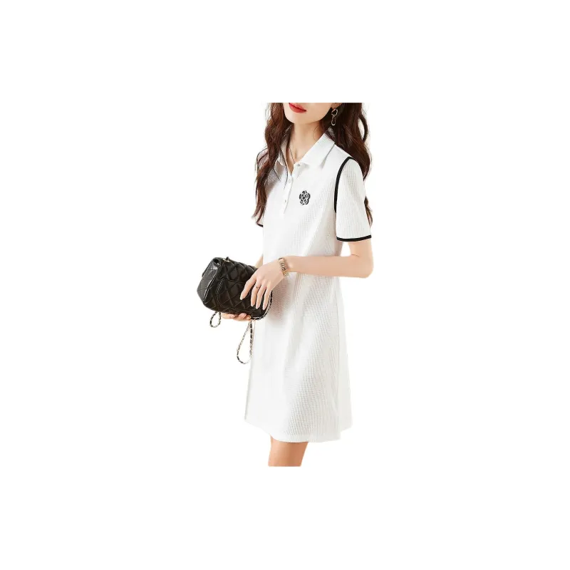 Mo Han Yi Mei Short Sleeved Dress Women's White-1