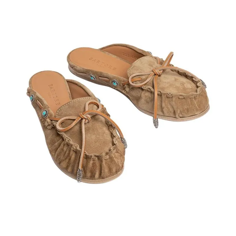 SARTORE Quiet Wrap-toe Slippers Women's Brown-3