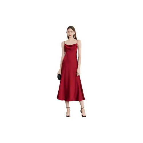 DPLAY Slip Dresses Women's Vintage Red