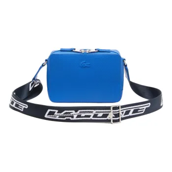 LACOSTE Split Cow Leather Crossbody Bag, Shoulder Bag Regular Unisex Blue