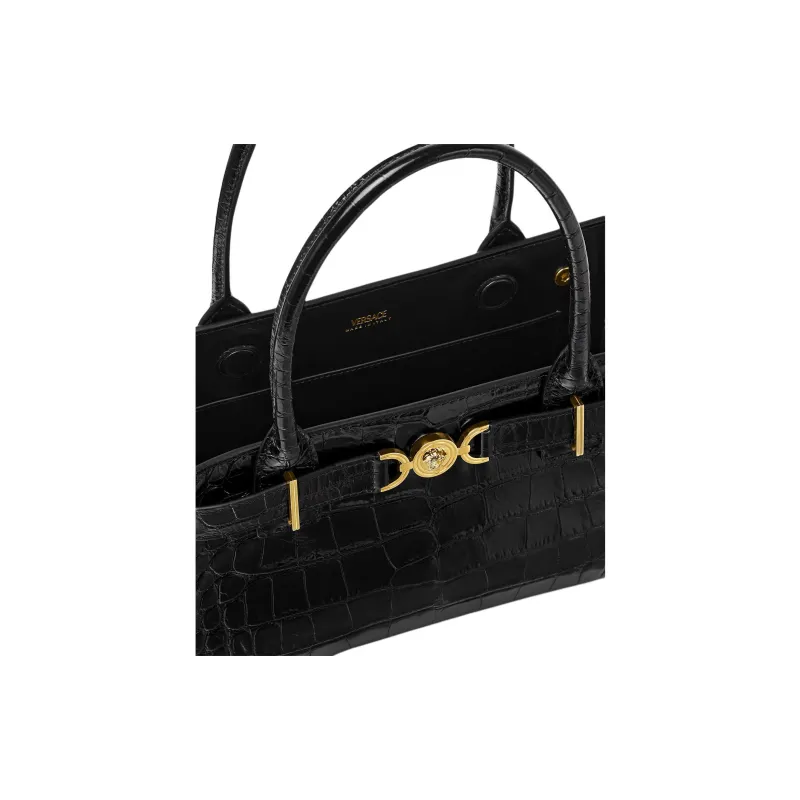 FANSIZHE Calfskin Shoulder Bag Crossbody Bag Handbag Medium Size Women's Black & Gold-4