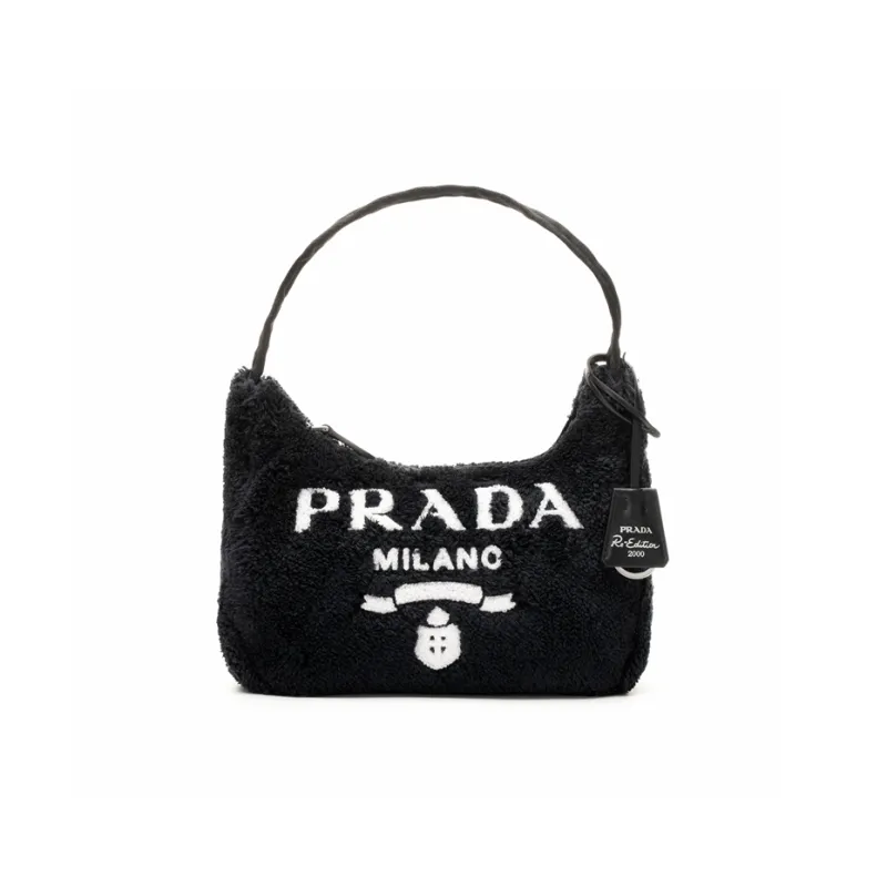 PRADA Re Edition Terry Fabric Shoulder Bag Handbag Shoulder Bag Women's Black-1