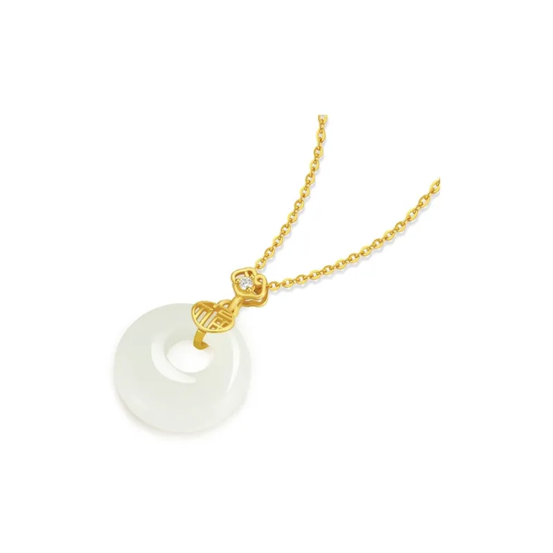 Kai Zhen Ruyi Silver Inlay Hetian Jade Pendants Women's Pale Greenish White Jade-1
