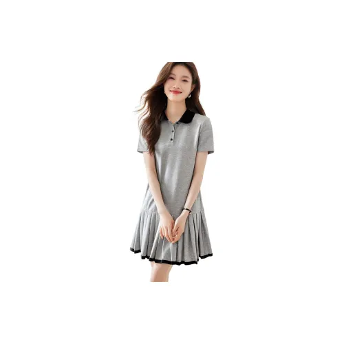 Mo Han Yi Mei Short-Sleeved Dresses Women's Heather Gray