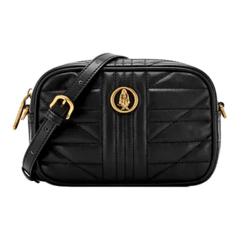 Hush Puppies Cow Leather Shoulder Bag Crossbody Bag Small Size Women's Black/White
