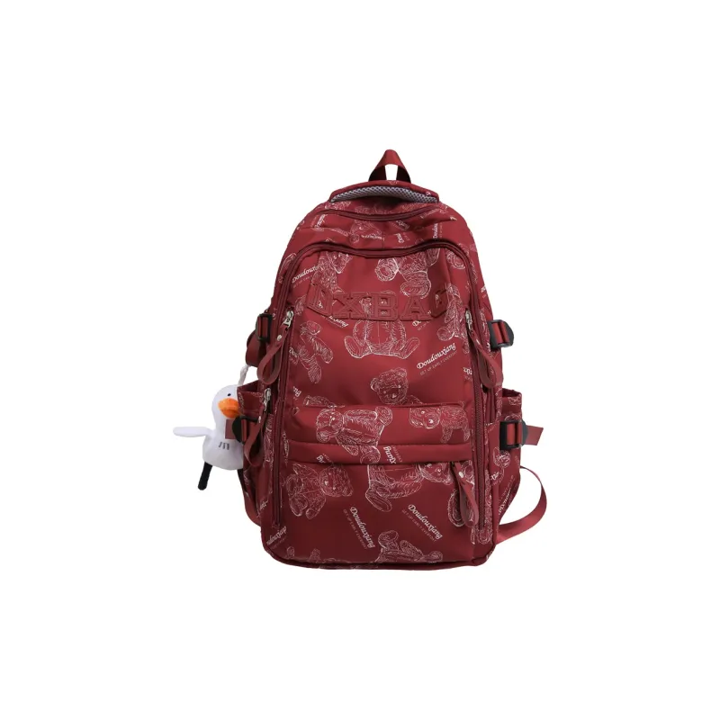 Cwatcun Nylon Backpack Regular Unisex Black/White/Red/Green-8