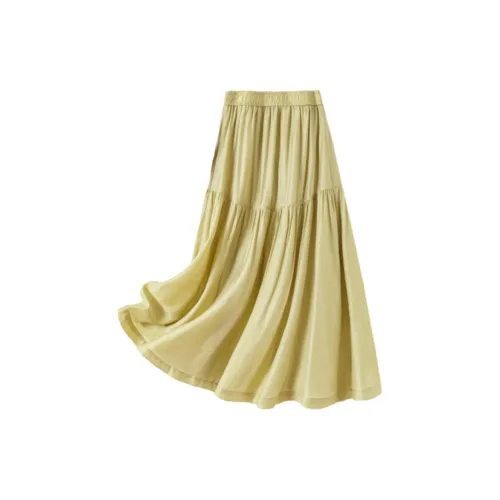 IHIMI Casual Long Skirts Women's Mustard Yellow