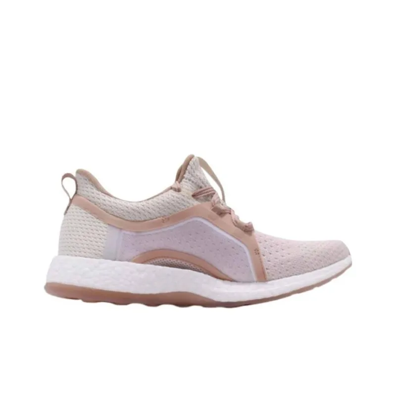 Adidas Pureboost Slip Resistant, Abrasion Resistant, Breathable Mid Top Casual Running Shoes Women's Pink White-1
