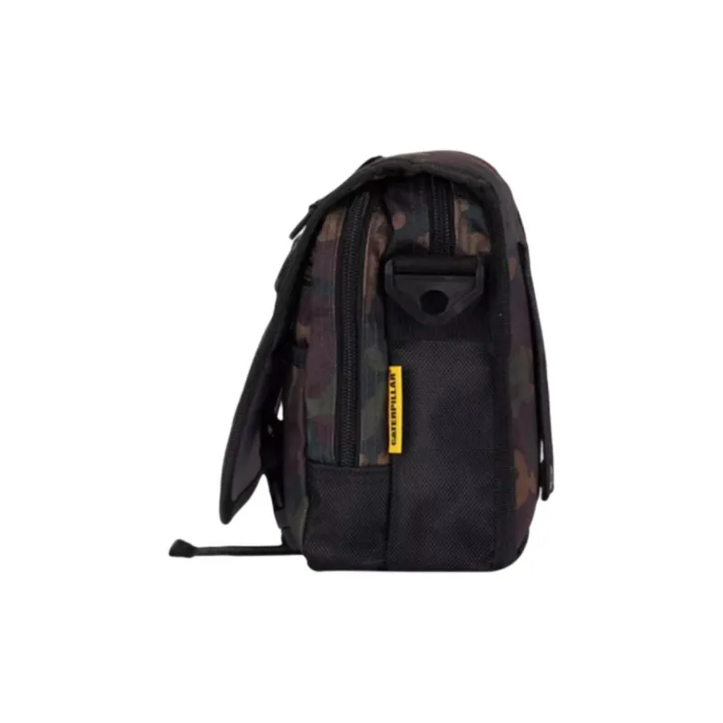 CAT Polyester Shoulder Bag, Crossbody Bag Medium Size Men's Black/Green Camouflage/Blue-7