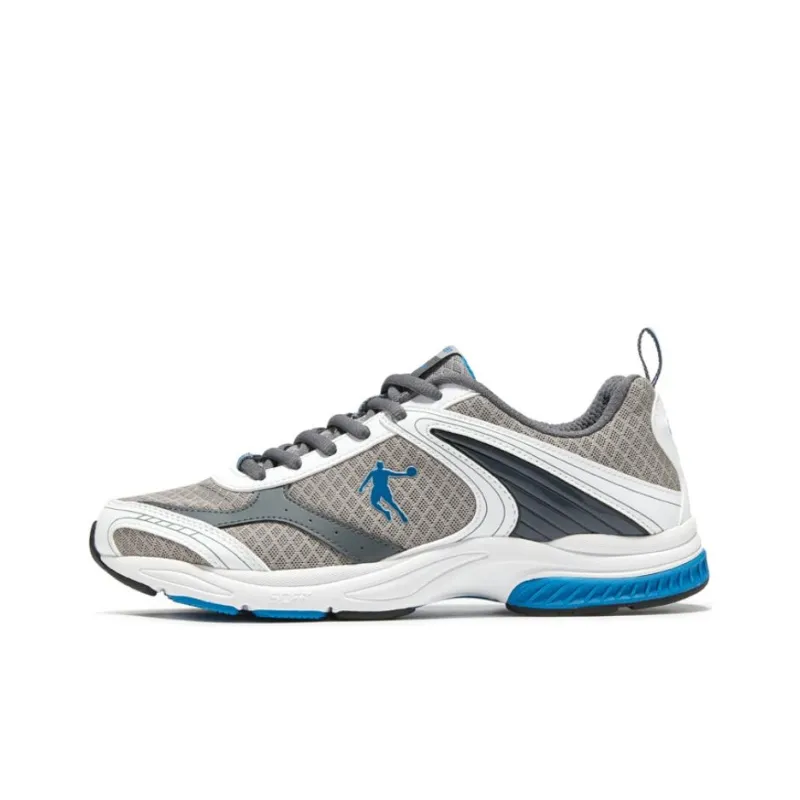 QIAODAN Wear Resistant Low Top Running Shoes Men's White Gray-0