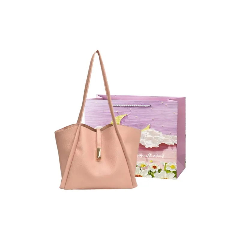 Bansusu PU Tote Bag, Shopping Bag, Shoulder Bag Women's Ecru/Black/Pink-4