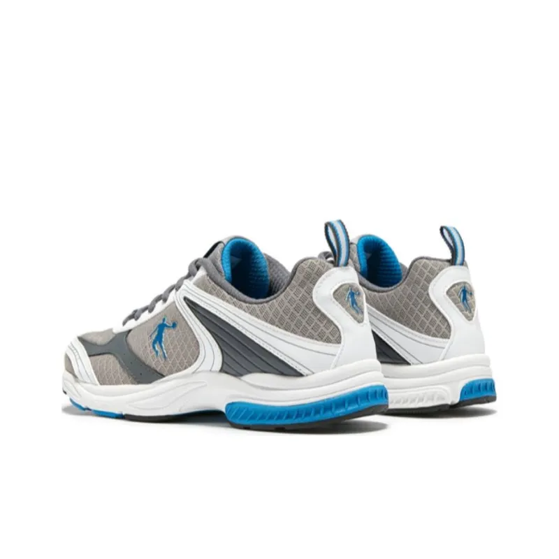 QIAODAN Wear Resistant Low Top Running Shoes Men's White Gray-2