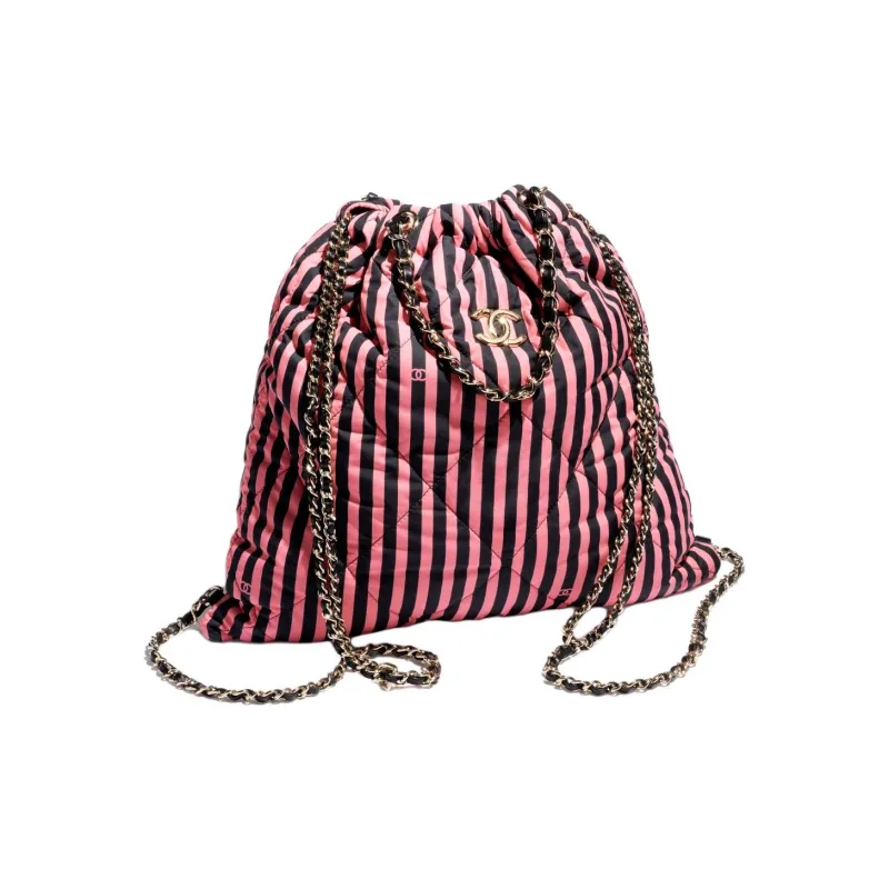 CHANEL Leather Backpack Tubas Women's Black & Pink-1