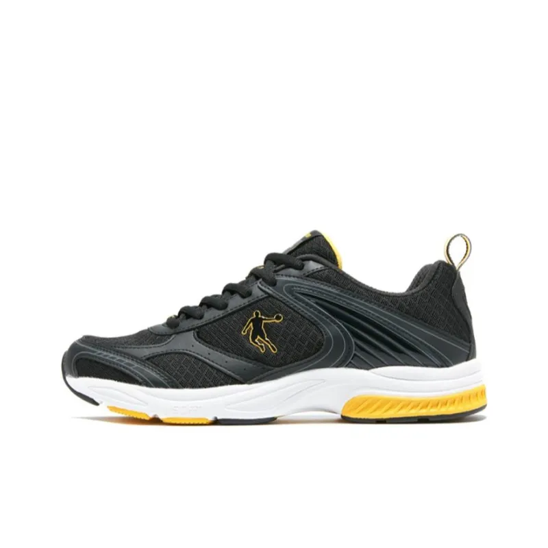 QIAODAN Wear Resistant Low Top Running Shoes Men's Black Yellow-0