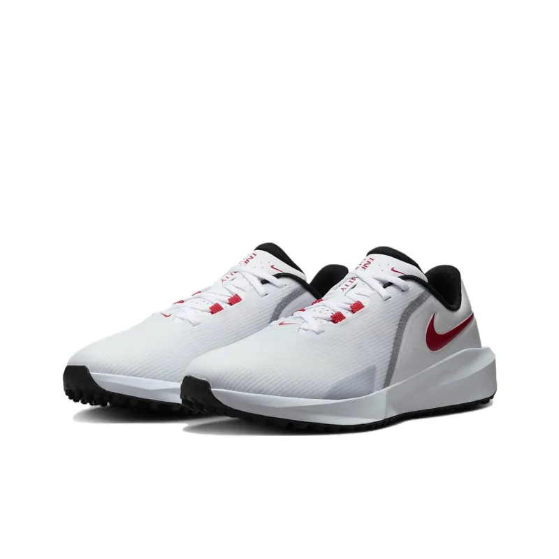 Nike Infinity G Abrasion Resistant Breathable Low Top Golf Shoes Unisex White Red-2