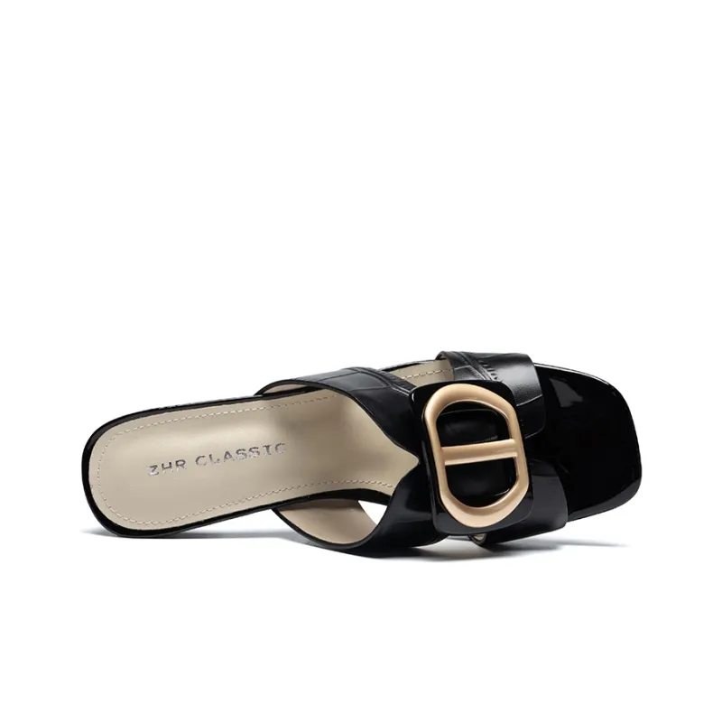 ZHR Slide Slippers Women's Beige, Black, Nude-8