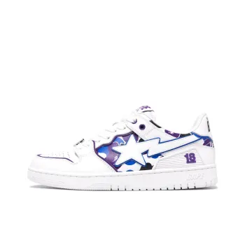 A BATHING APE STA Low Top Skateboard Shoes Women's White Purple