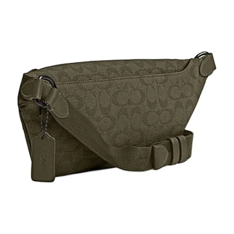 COACH League Canvas With Jacquard Fabric Crossbody Fanny Pack Tubas Unisex Army Green-2