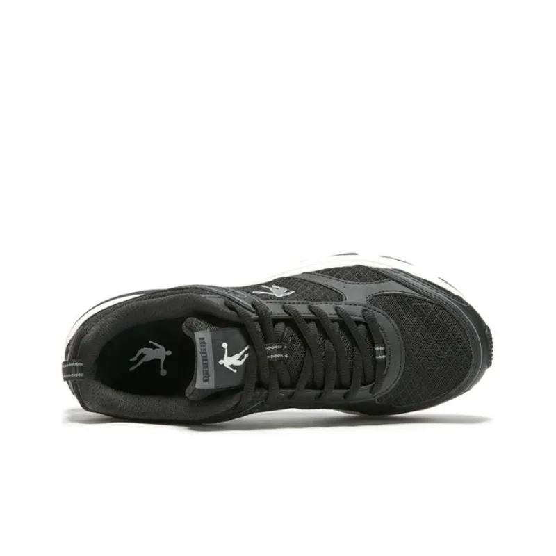 QIAODAN Wear Resistant Low Top Running Shoes Men's Black White-3