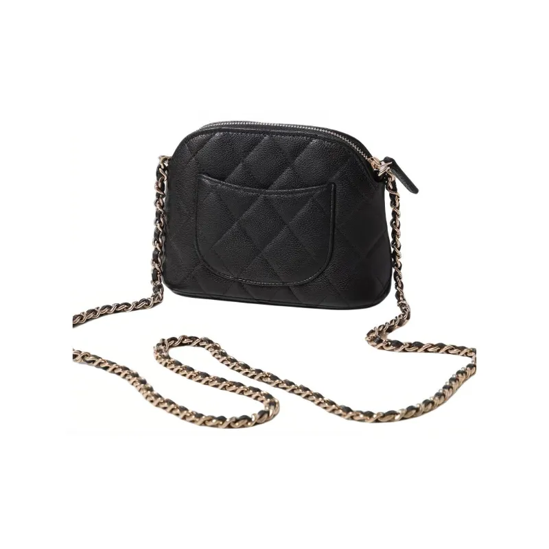 CHANEL Calfskin One Shoulder Crossbody Clutch Women's Black-3