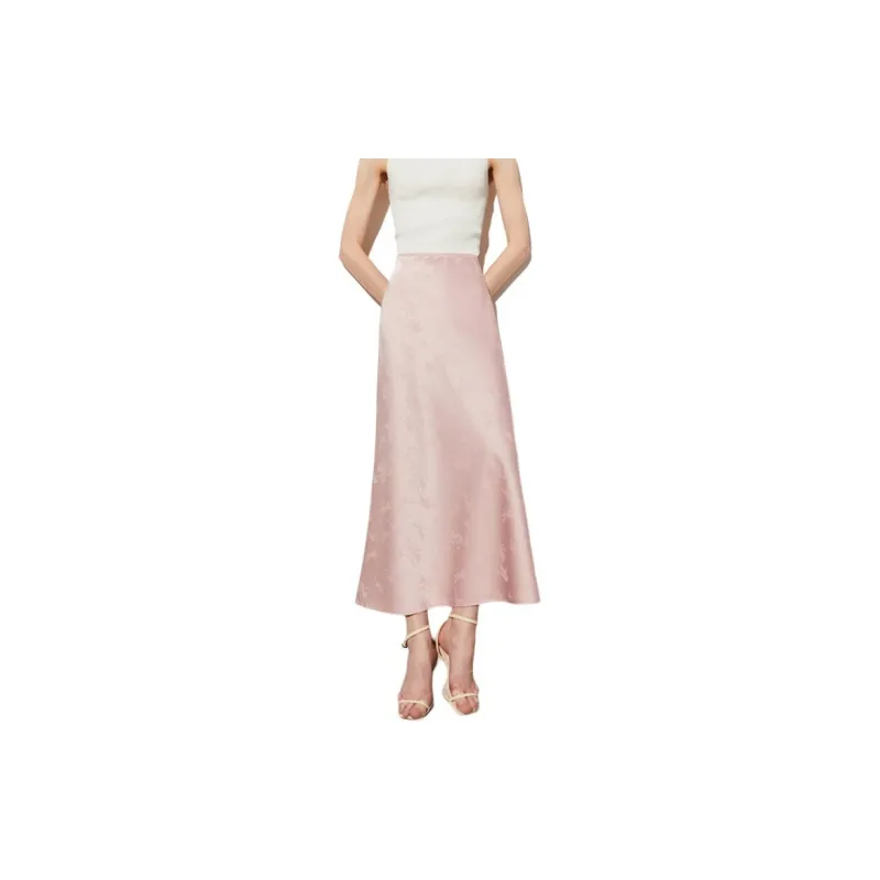 DPLAY Casual Long Skirt Women's Pink Lily Of The Valley-1