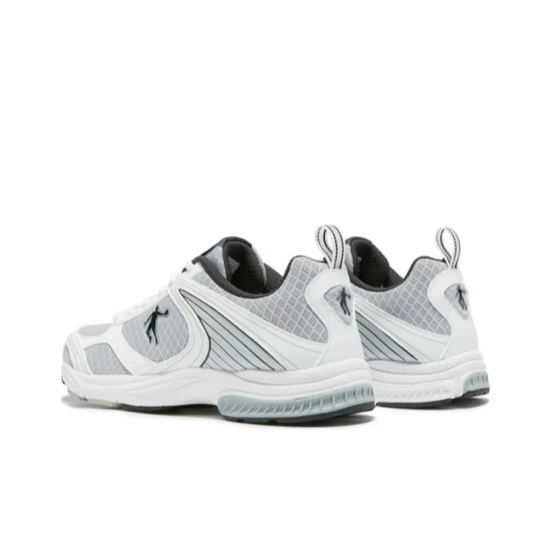 QIAODAN Abrasion Resistant Low Top Running Shoes Men's White Black-2