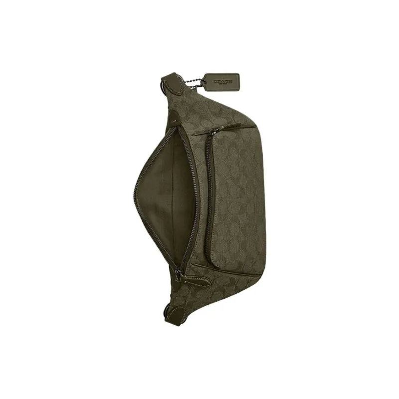 COACH League Canvas With Jacquard Fabric Crossbody Fanny Pack Tubas Unisex Army Green-3
