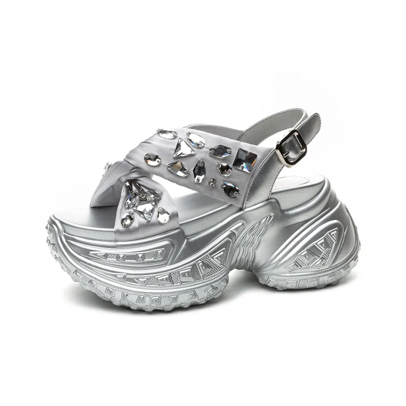 Shoe Cabinet Floral Language Strap Sandals 8cm Women's-0