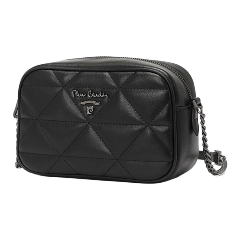 PIERRE CARDIN Synthetic Leather With Split Cow Leather Crossbody Bag, Shoulder Bag Women's Beige/Black-7