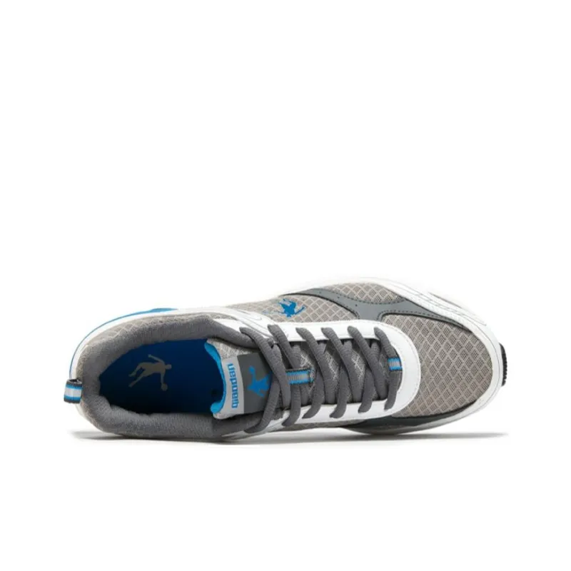QIAODAN Wear Resistant Low Top Running Shoes Men's White Gray-3