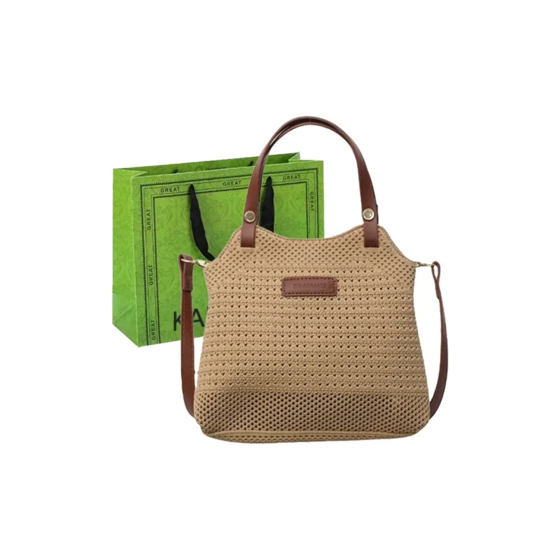 KARUISHA Woven Shoulder Bag, Crossbody Bag, Handbag Regular Women's Green & Blue/Khaki-7