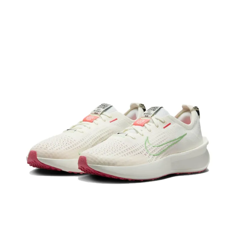 Nike Interact Run Breathable And Wear resistant Low Top Casual Running Shoes Women's White Green-2
