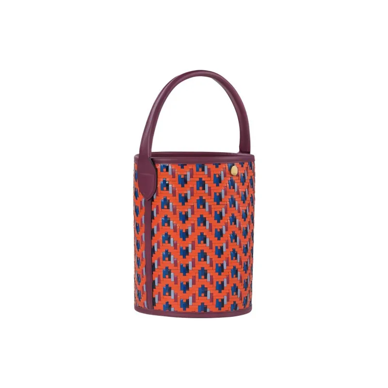 LONGCHAMP Épure Cow Leather Bucket Bag Handbag Small Size Women's Orange, Blue & Multicolor-5