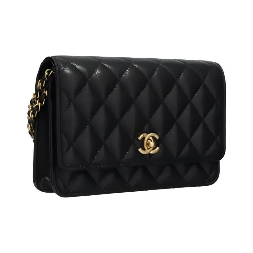 CHANEL Calfskin Shoulder Bag Crossbody Bag Unisex Black