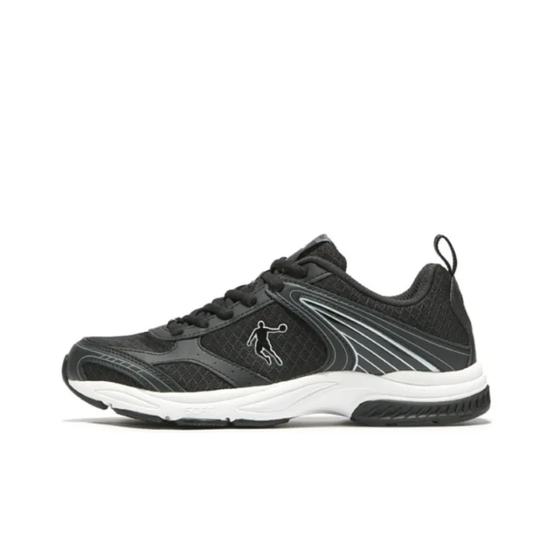QIAODAN Wear Resistant Low Top Running Shoes Men's Black White-0