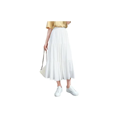 Mo Han Yi Mei Casual Long Skirts Women's White