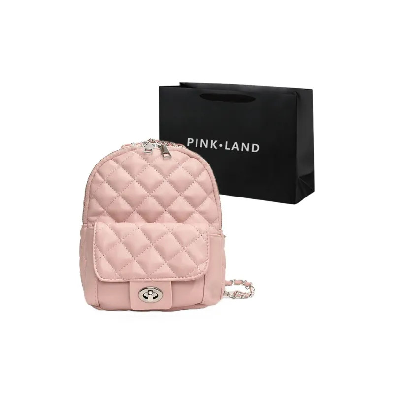 PINK·LAND PU Backpack Regular Women's Silver/White/Pink/Blue/Black-0