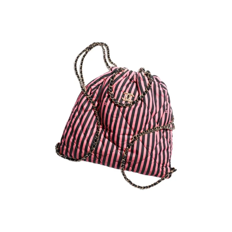 CHANEL Leather Backpack Tubas Women's Black & Pink-0