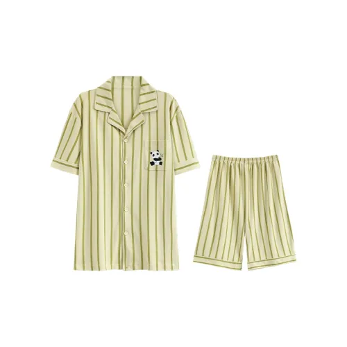 William Pajama Set Men's Green Stripes
