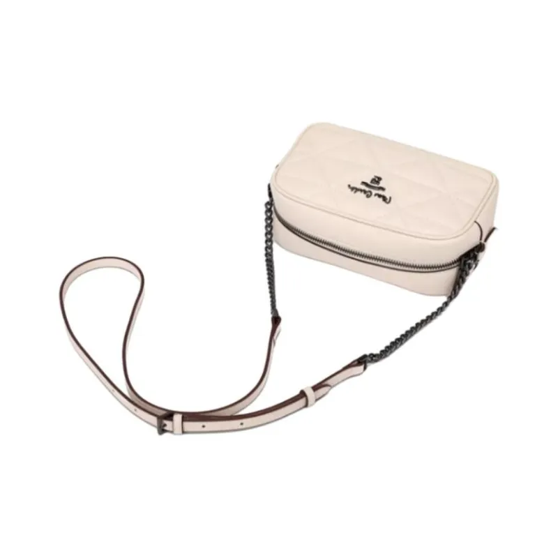 PIERRE CARDIN Synthetic Leather With Split Cow Leather Crossbody Bag, Shoulder Bag Women's Beige/Black-4